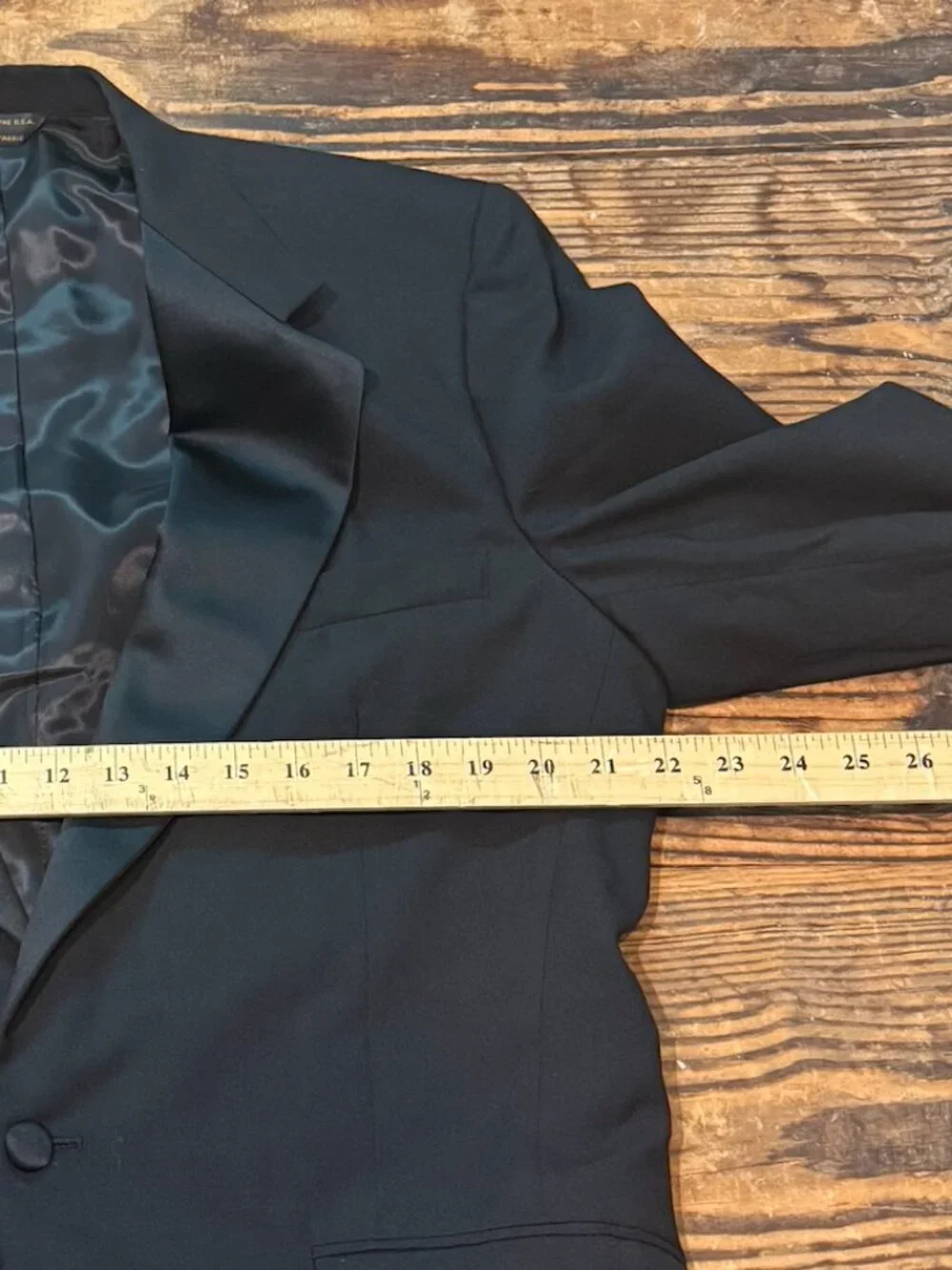 Joseph Abboud Tuxedo Full Suit Size 41 Tall Pants 34x32 Black Bespoke Bowtie Set